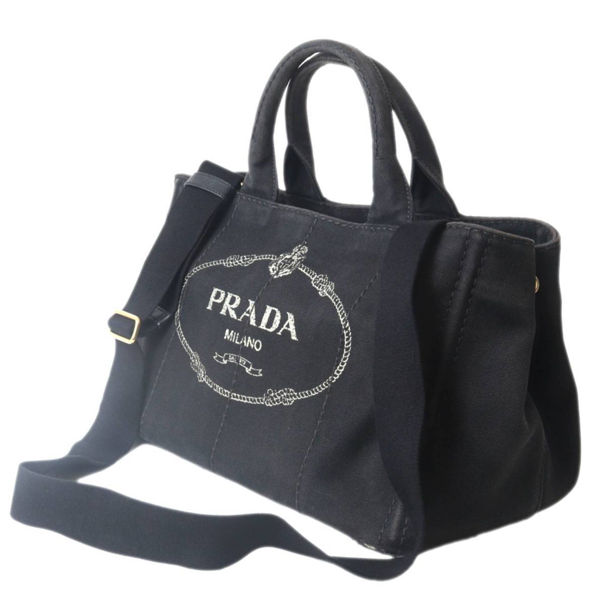 PRADA Prada 2way Tote Bag Canapa Black Cotton