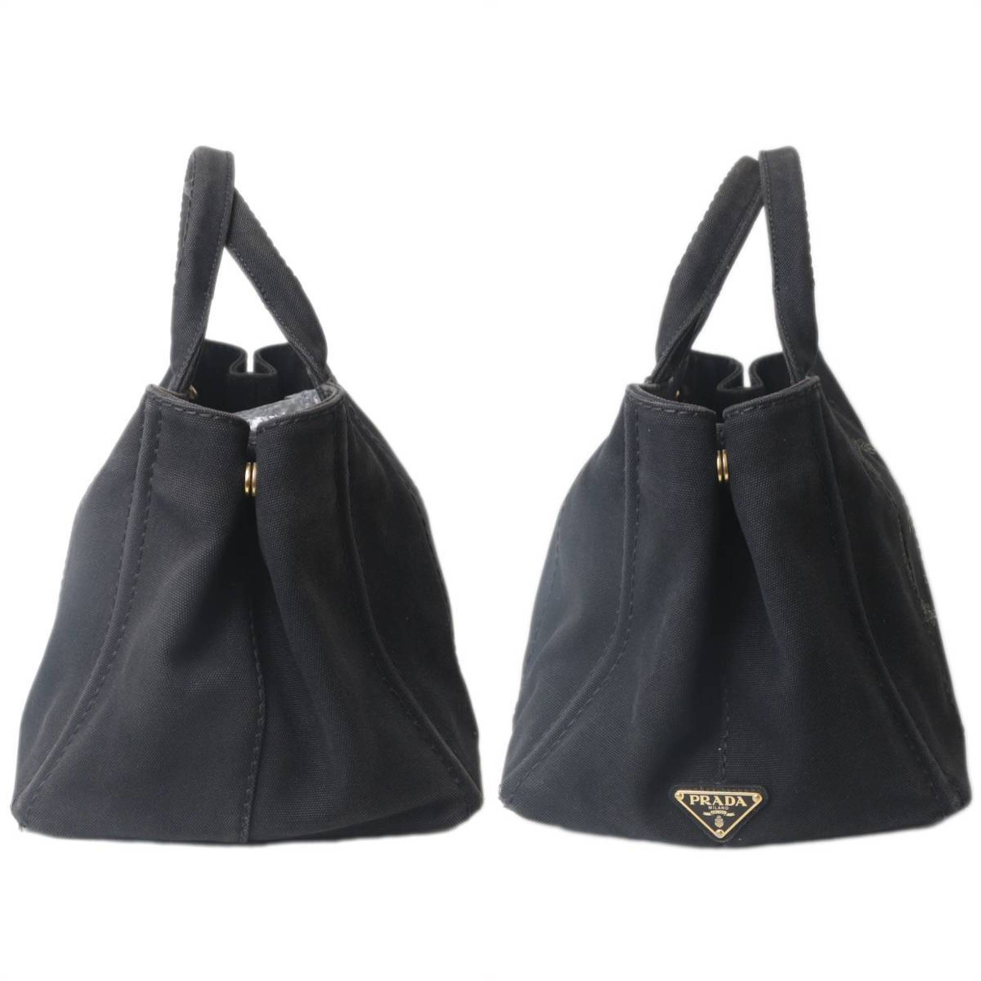 PRADA Prada 2way Tote Bag Canapa Black Cotton