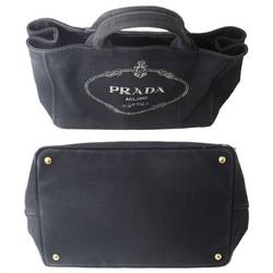 PRADA Prada 2way Tote Bag Canapa Black Cotton