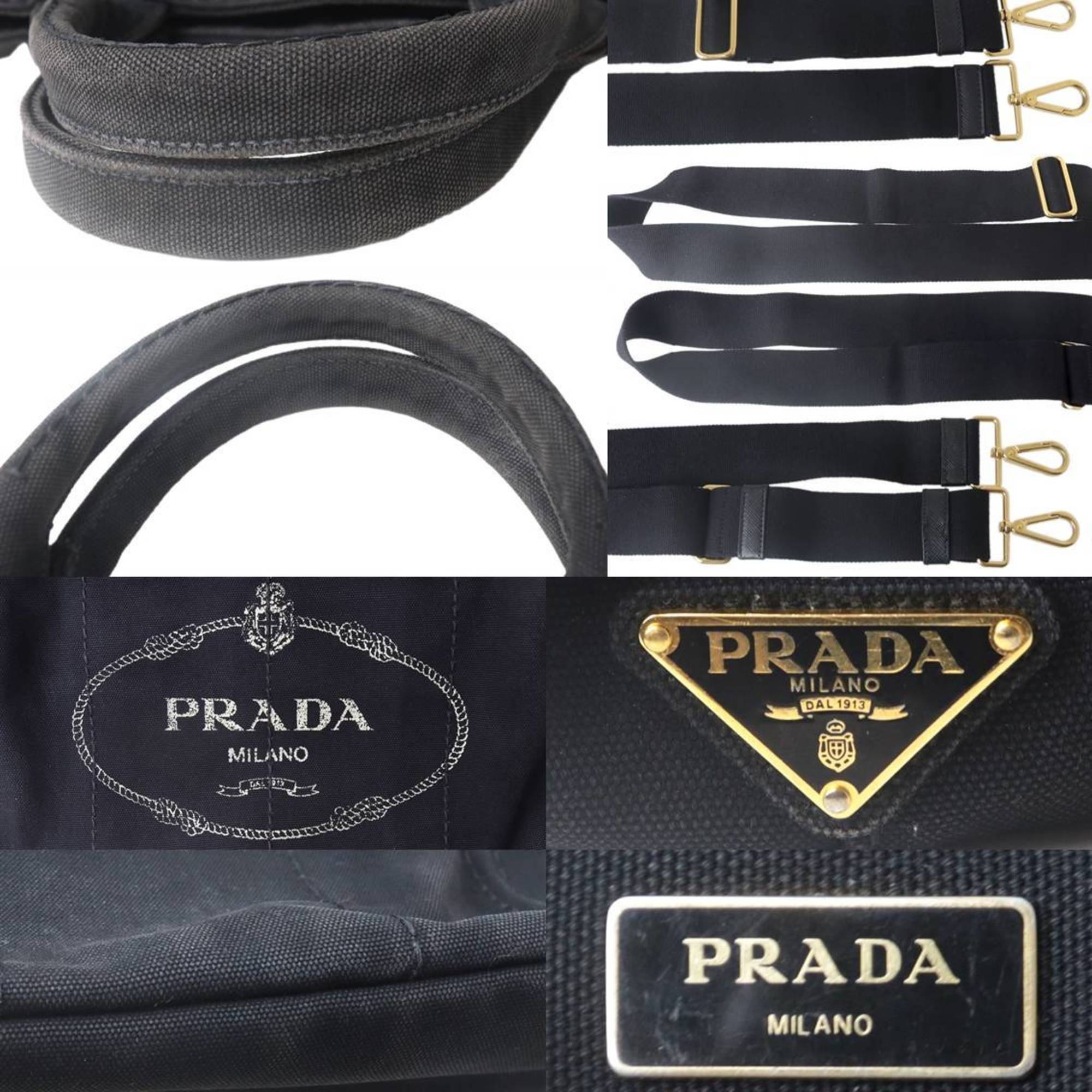 PRADA Prada 2way Tote Bag Canapa Black Cotton