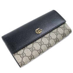 GUCCI Double G Bicolor Continental Wallet Long Black Beige 456116 17WAG 1283 Women's