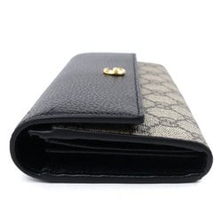 GUCCI Double G Bicolor Continental Wallet Long Black Beige 456116 17WAG 1283 Women's