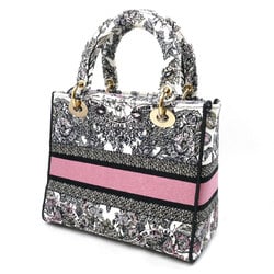 Christian Dior BUTTERFLY AROUND THE WORLD Lady D-Lite Medium 2-Way Shoulder Bag Gray Pink White M0565OESO Women's