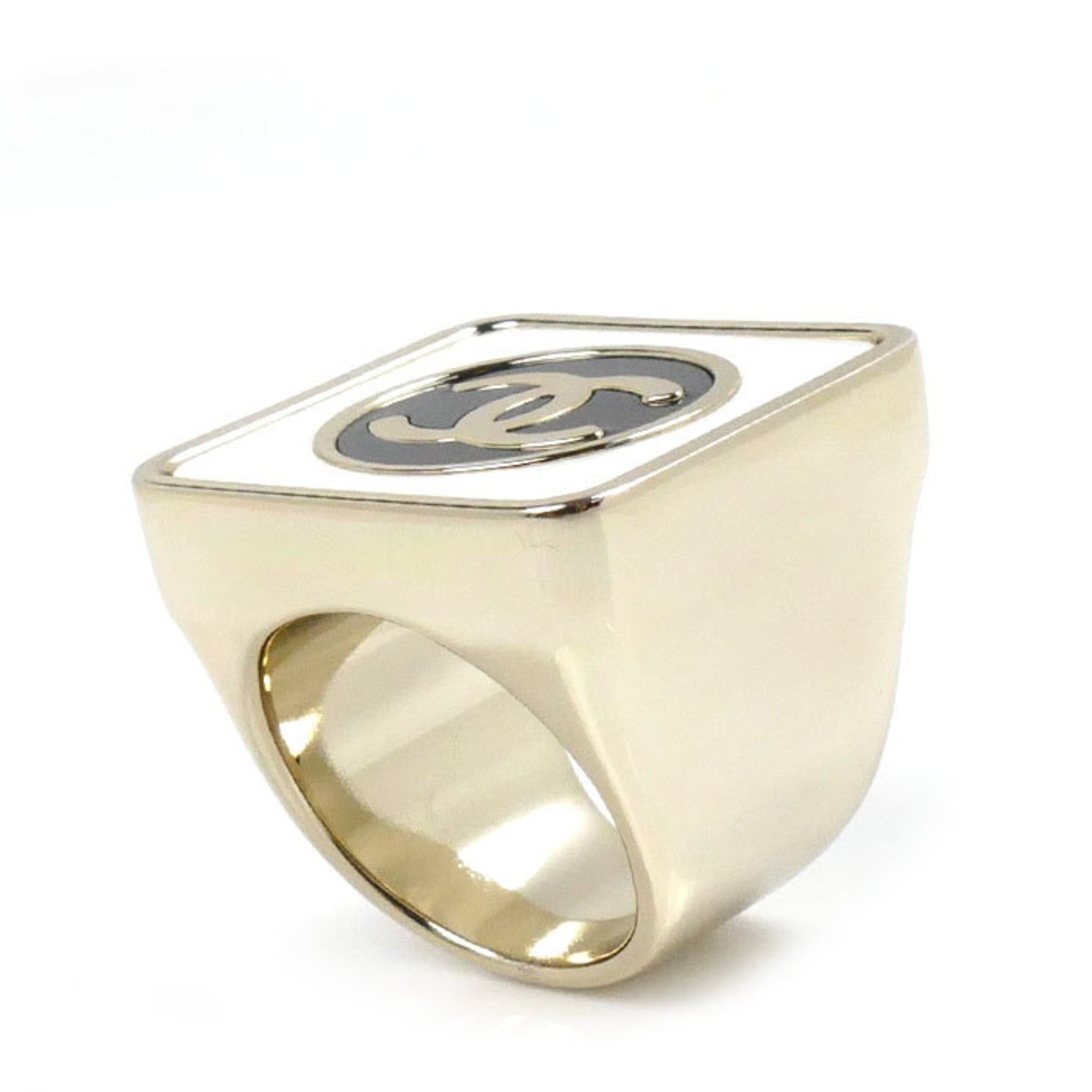 CHANEL Metal Coco Mark Square Ring AB9778 Size 14 Women's