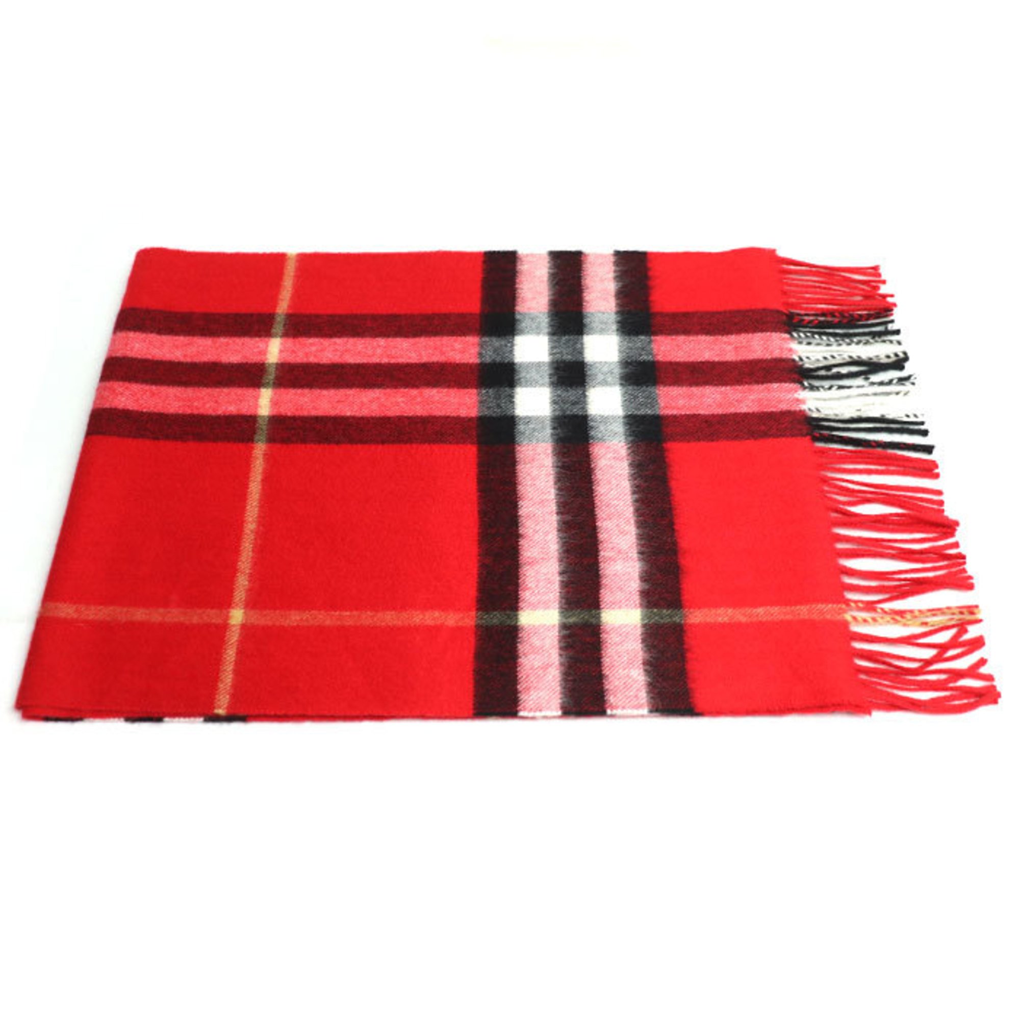 BURBERRY LONDON Nova Check Cashmere Scarf Red Black White Women's