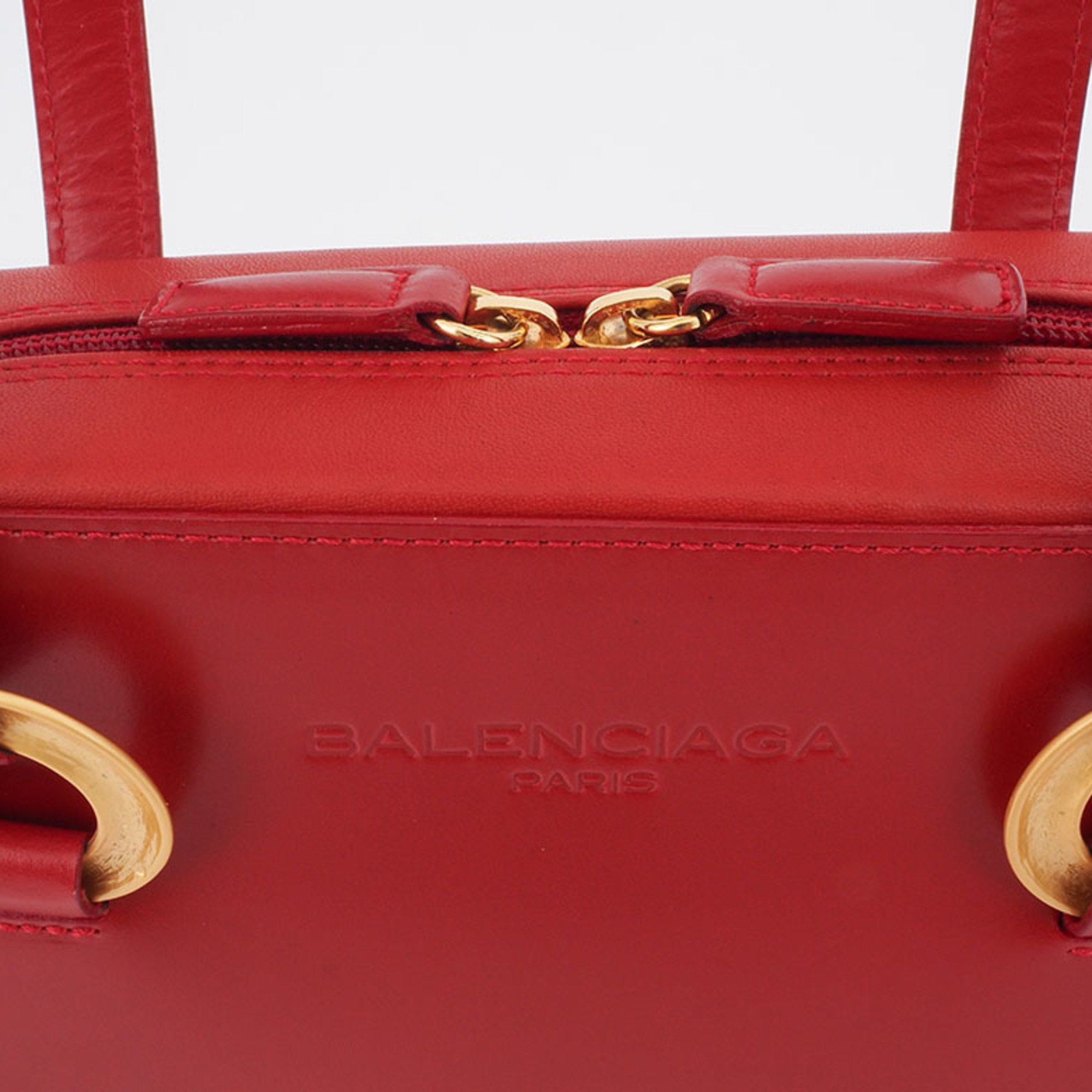 Balenciaga Hand Bag Red Women's Leather A5 BALENCIAGA