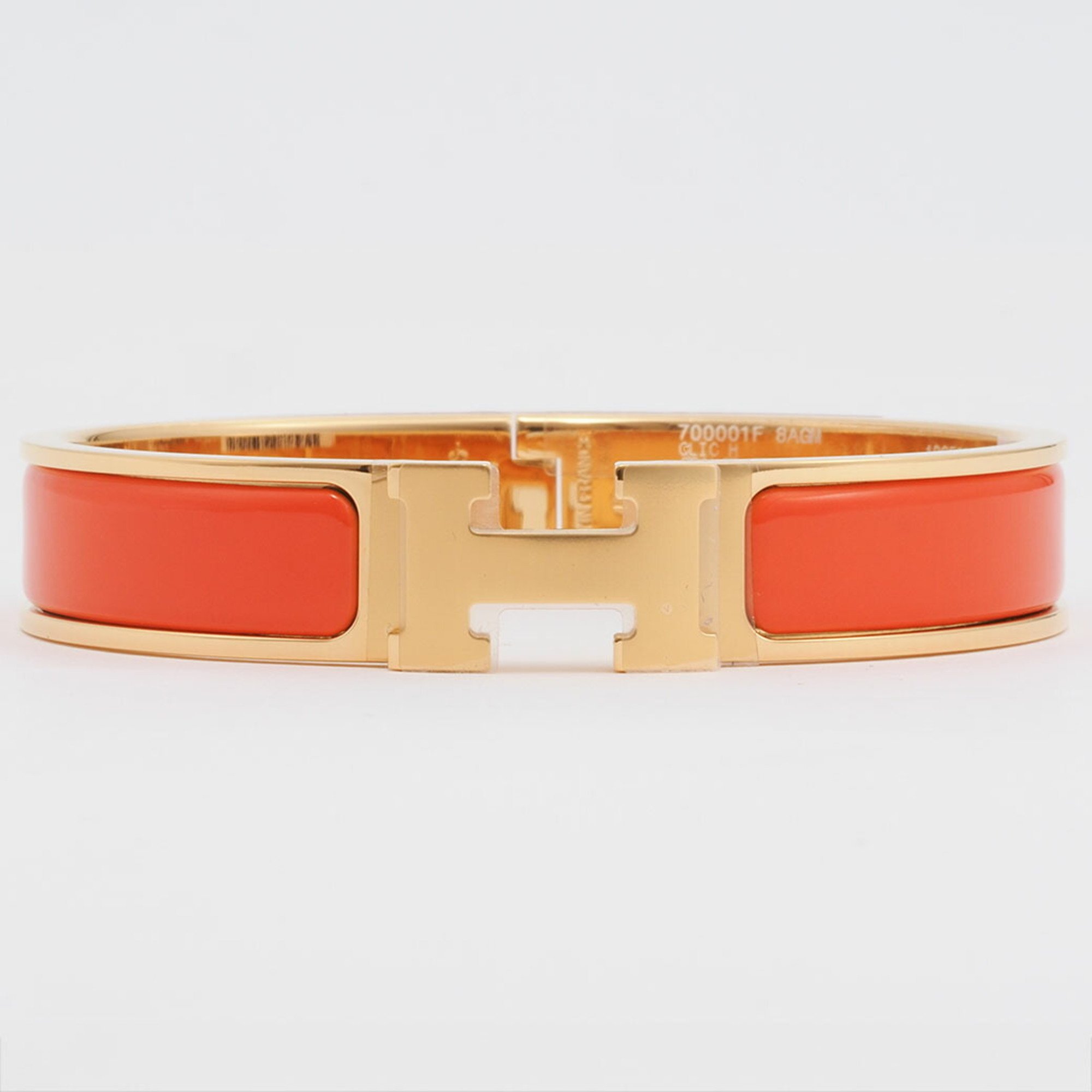 Hermes Enamel Bracelet Click H Orange Fruit Yellow Gold H700001F 8AGM Women's HERMES