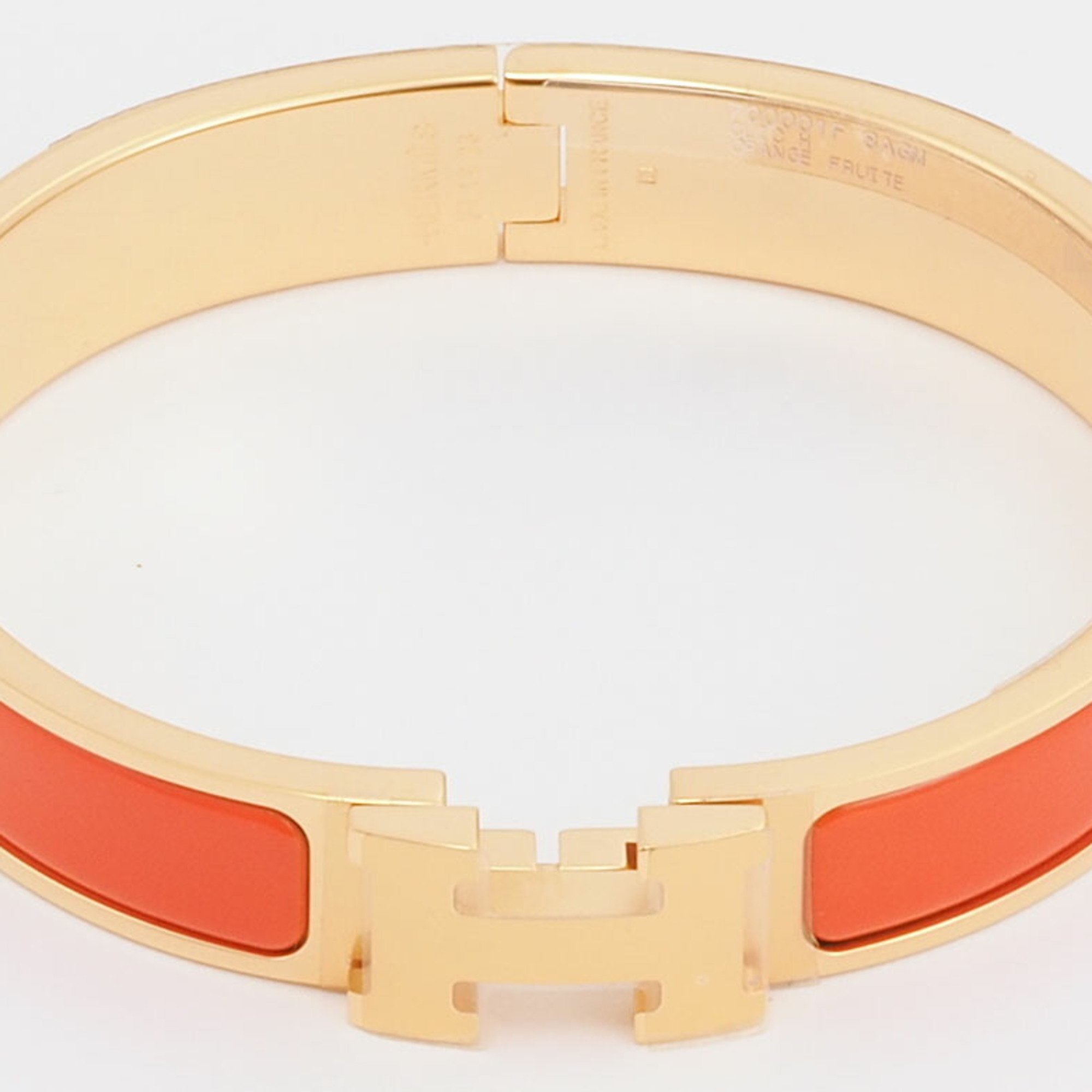 Hermes Enamel Bracelet Click H Orange Fruit Yellow Gold H700001F 8AGM Women's HERMES