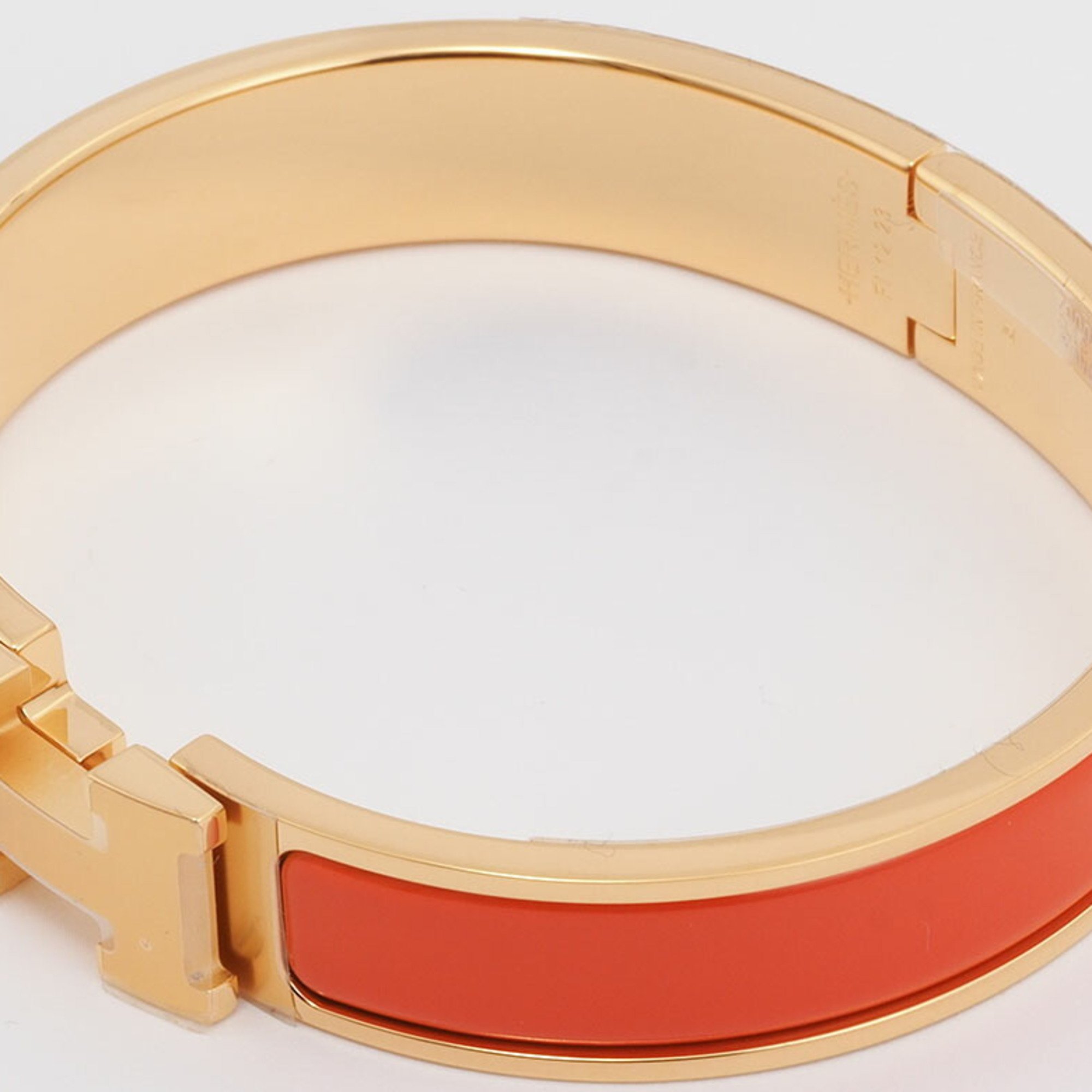 Hermes Enamel Bracelet Click H Orange Fruit Yellow Gold H700001F 8AGM Women's HERMES