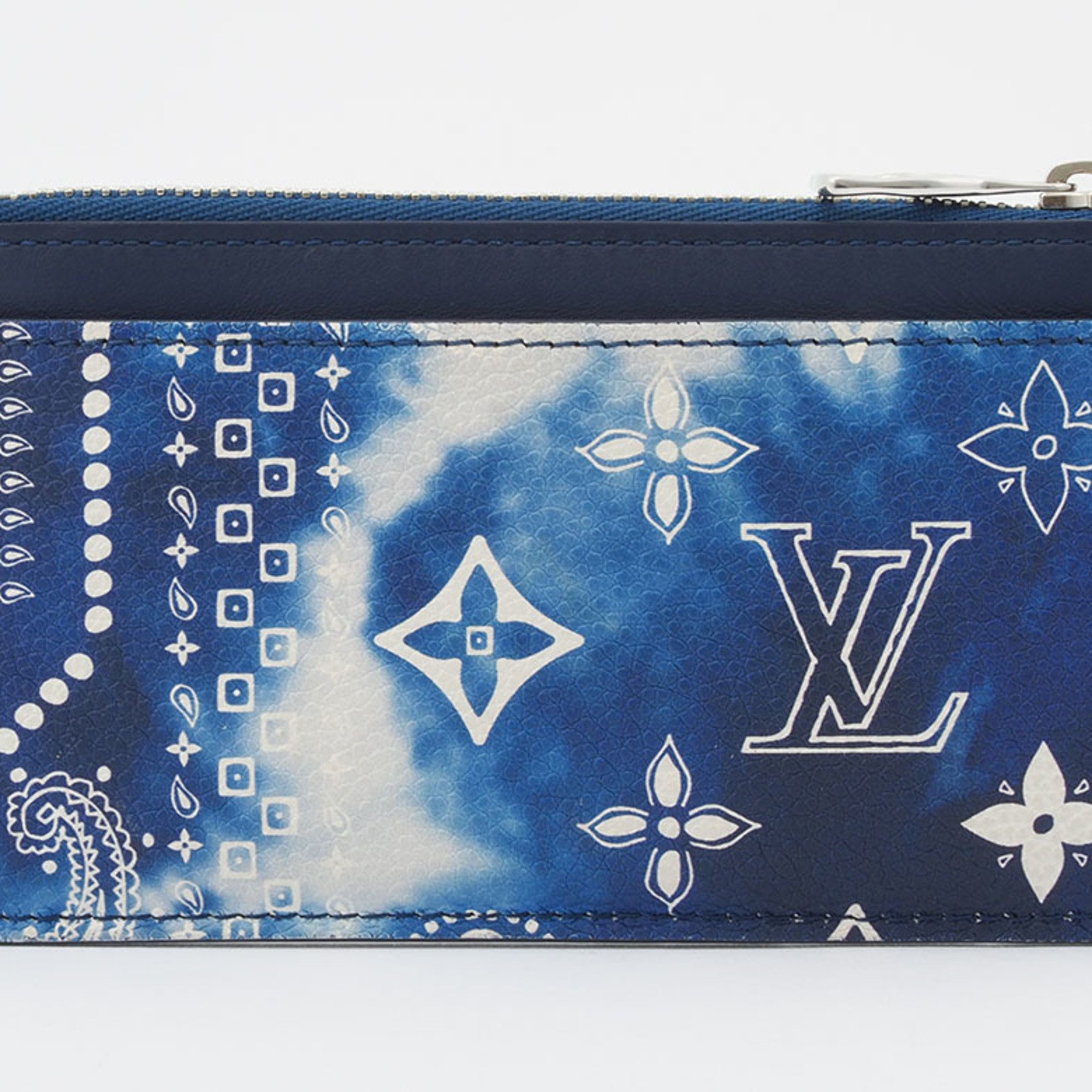 Louis Vuitton Coin Card Holder Case Blue M81432 Men's Monogram Bandana Canvas LOUIS VUITTON