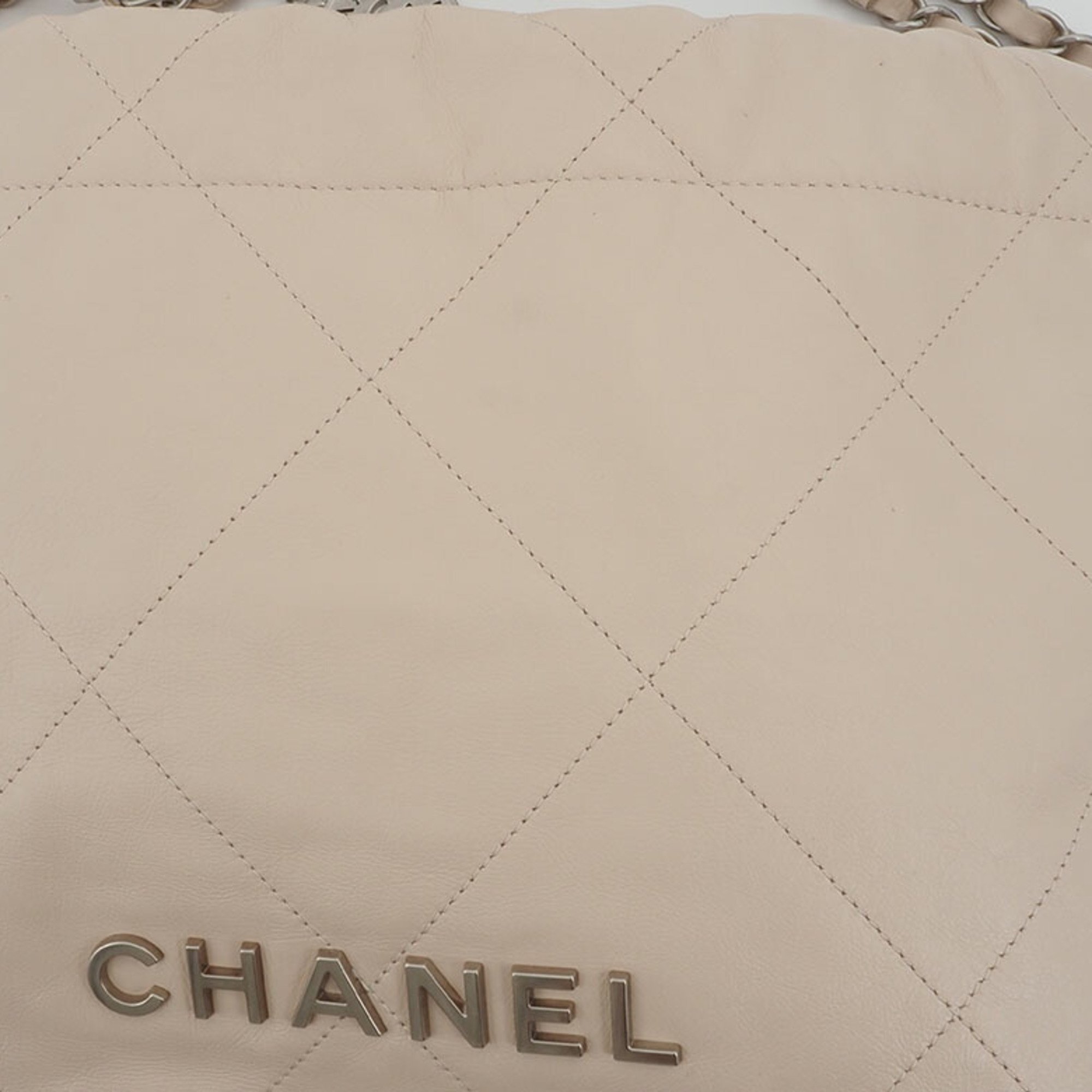 Chanel CHANEL22 Small Handbag Beige AS3260 Women's Shiny Calfskin Matelasse CHANEL