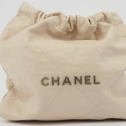 Chanel CHANEL22 Small Handbag Beige AS3260 Women's Shiny Calfskin Matelasse CHANEL