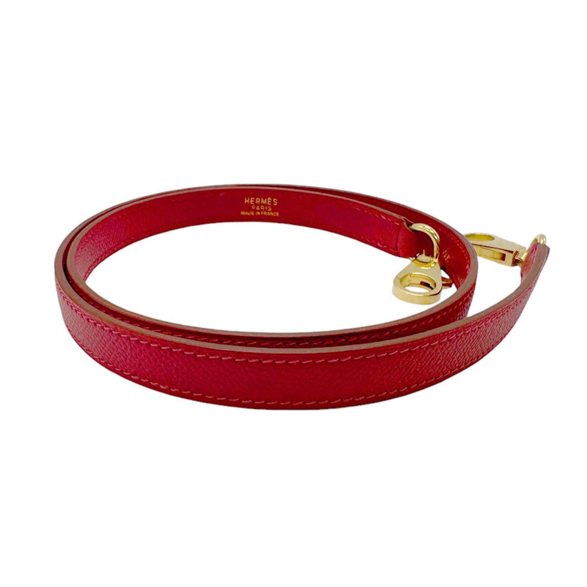 Hermes shoulder strap for Kelly and Bolide, Epsom leather, Rouge Kazak, gold, men women, z2756