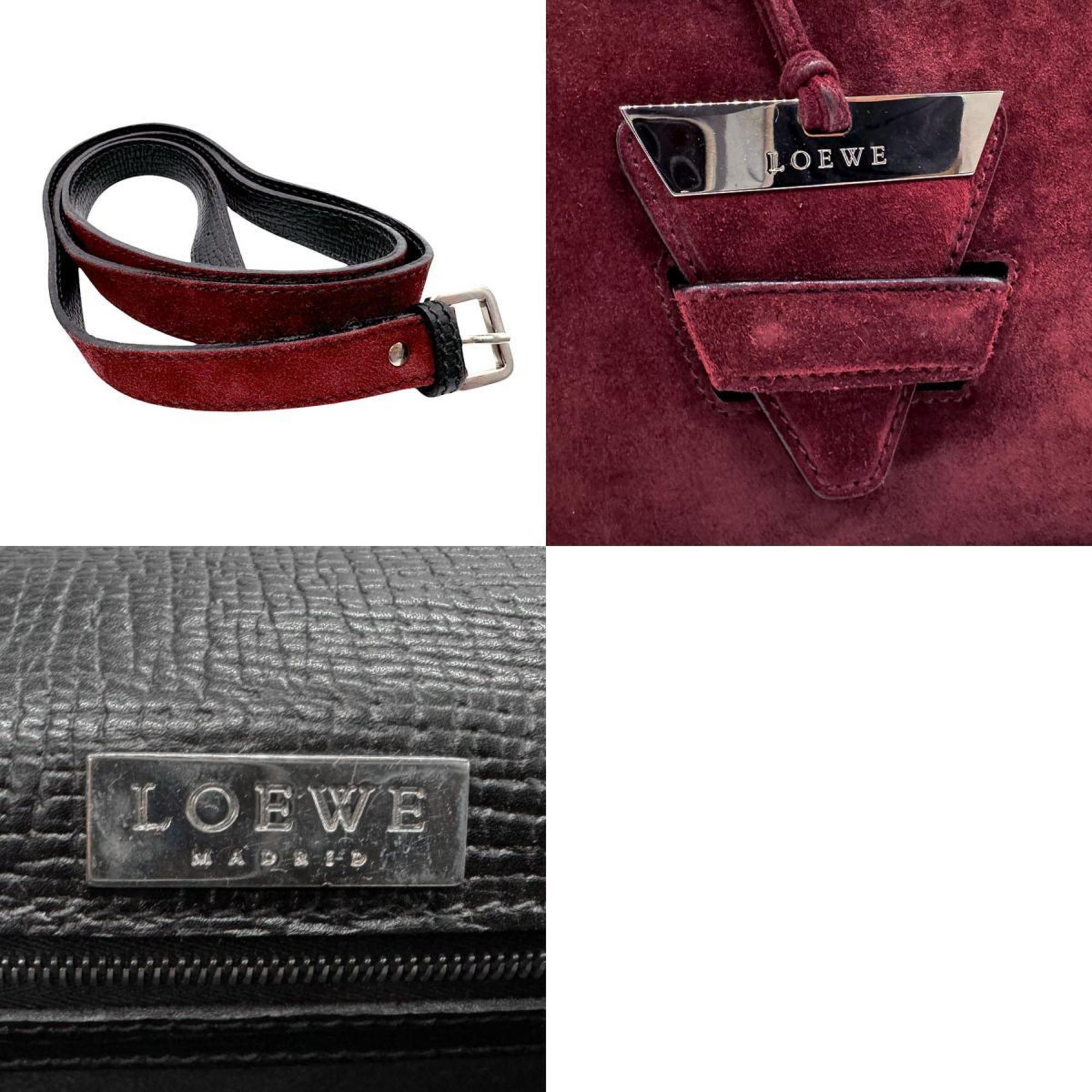 LOEWE Handbag Shoulder Bag Suede Dark Red Women's z2857