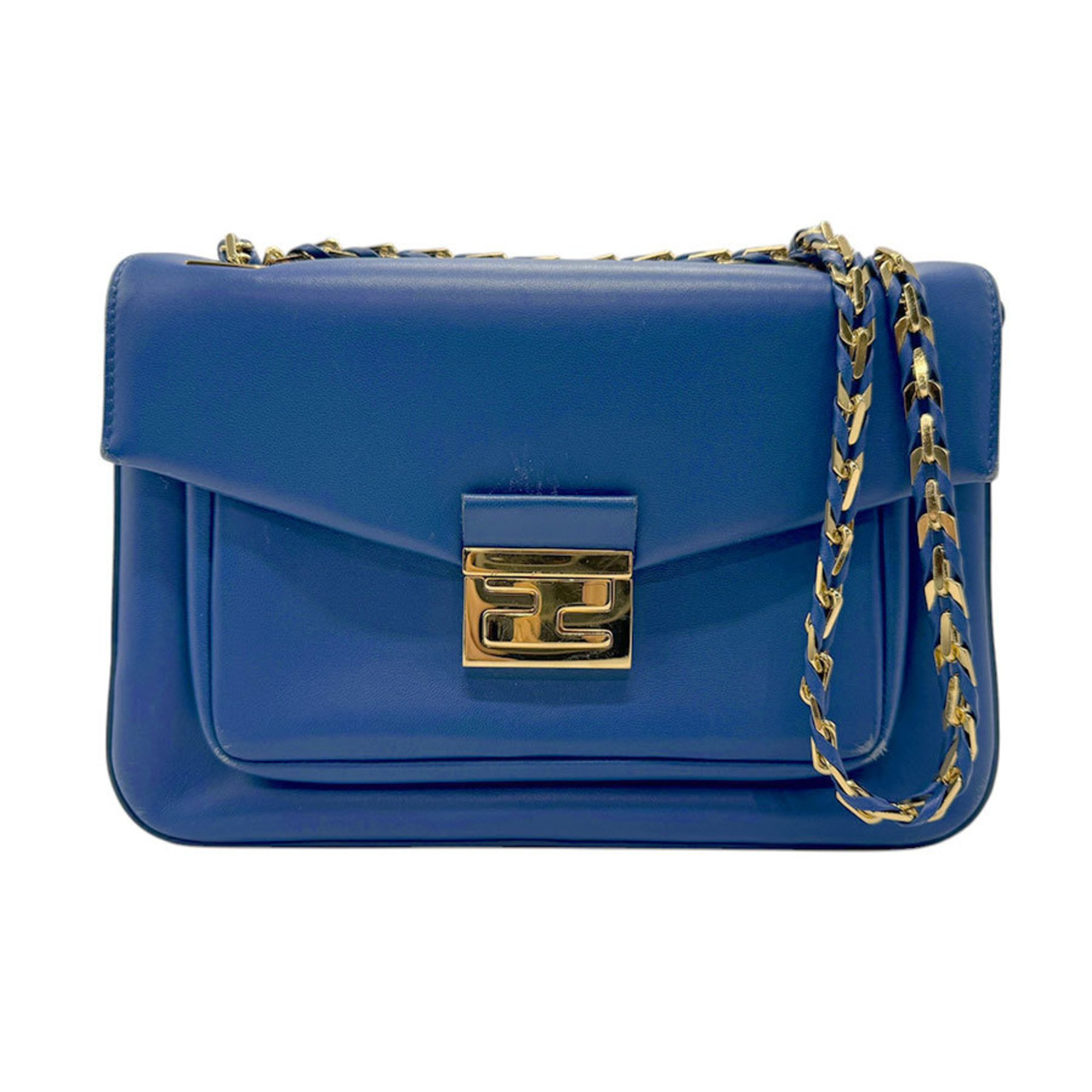 FENDI Shoulder Bag Leather Blue Women's 8BR677-P05 z2815