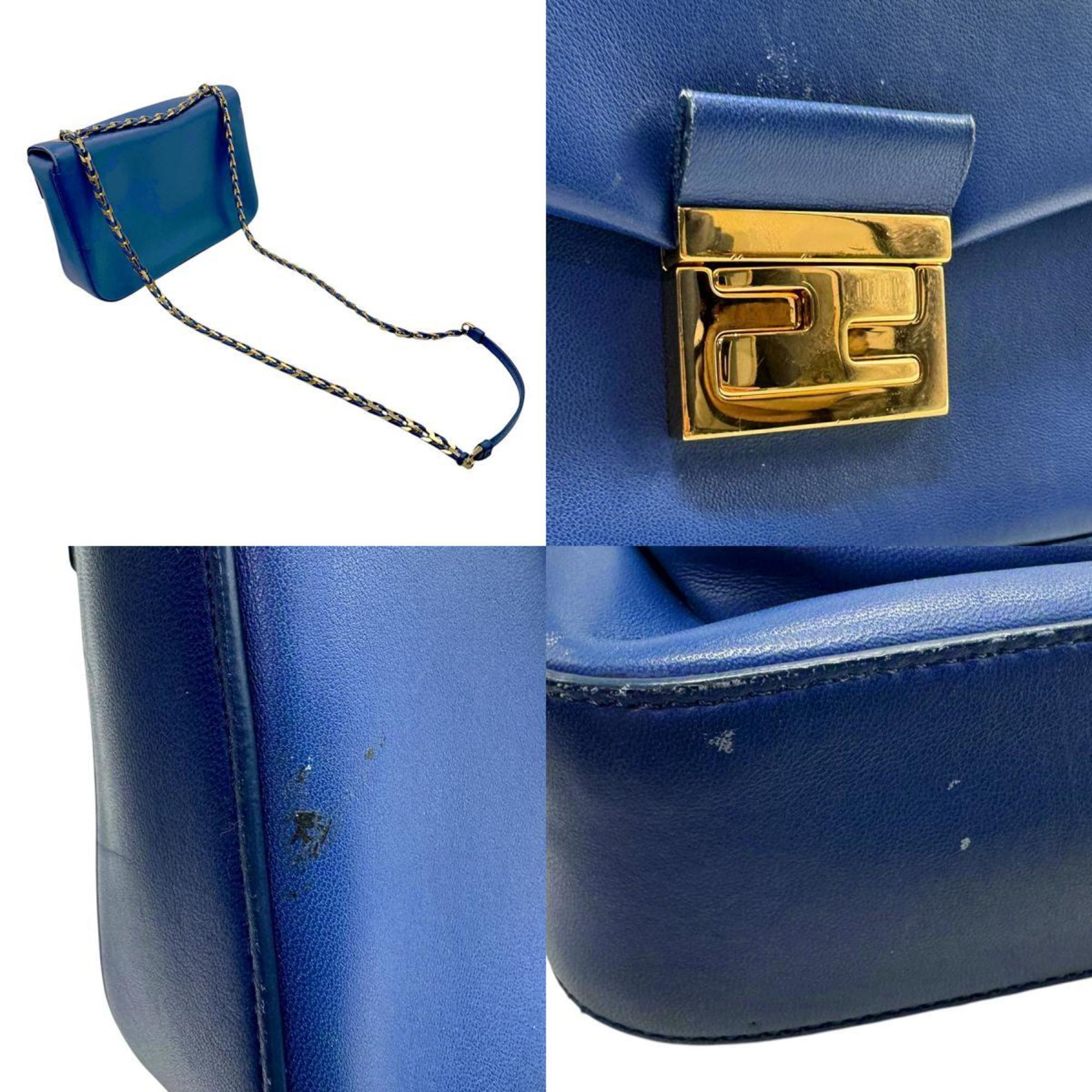 FENDI Shoulder Bag Leather Blue Women's 8BR677-P05 z2815