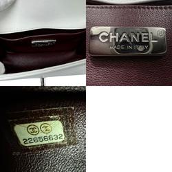 CHANEL Shoulder Bag Boy Chanel Leather White x Silver Women's z2809