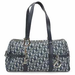 Christian Dior handbag Trotter canvas leather navy silver ladies e59535k