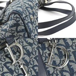 Christian Dior handbag Trotter canvas leather navy silver ladies e59535k