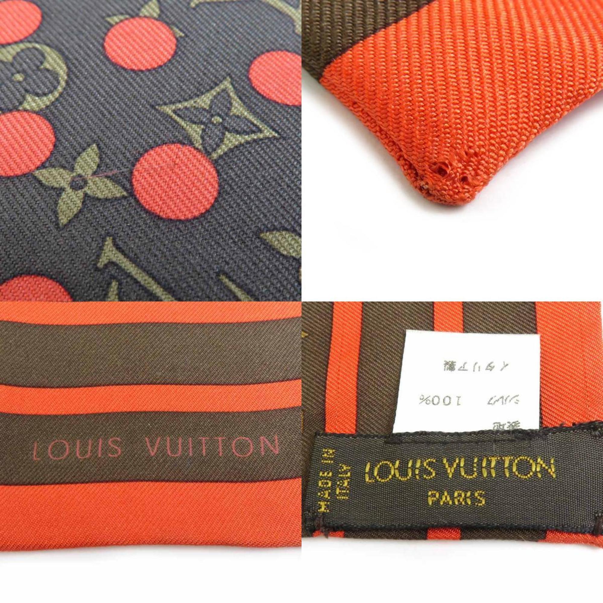 Louis Vuitton Scarf Muffler Monogram Bandeau Silk Brown Orange Women's e59564i