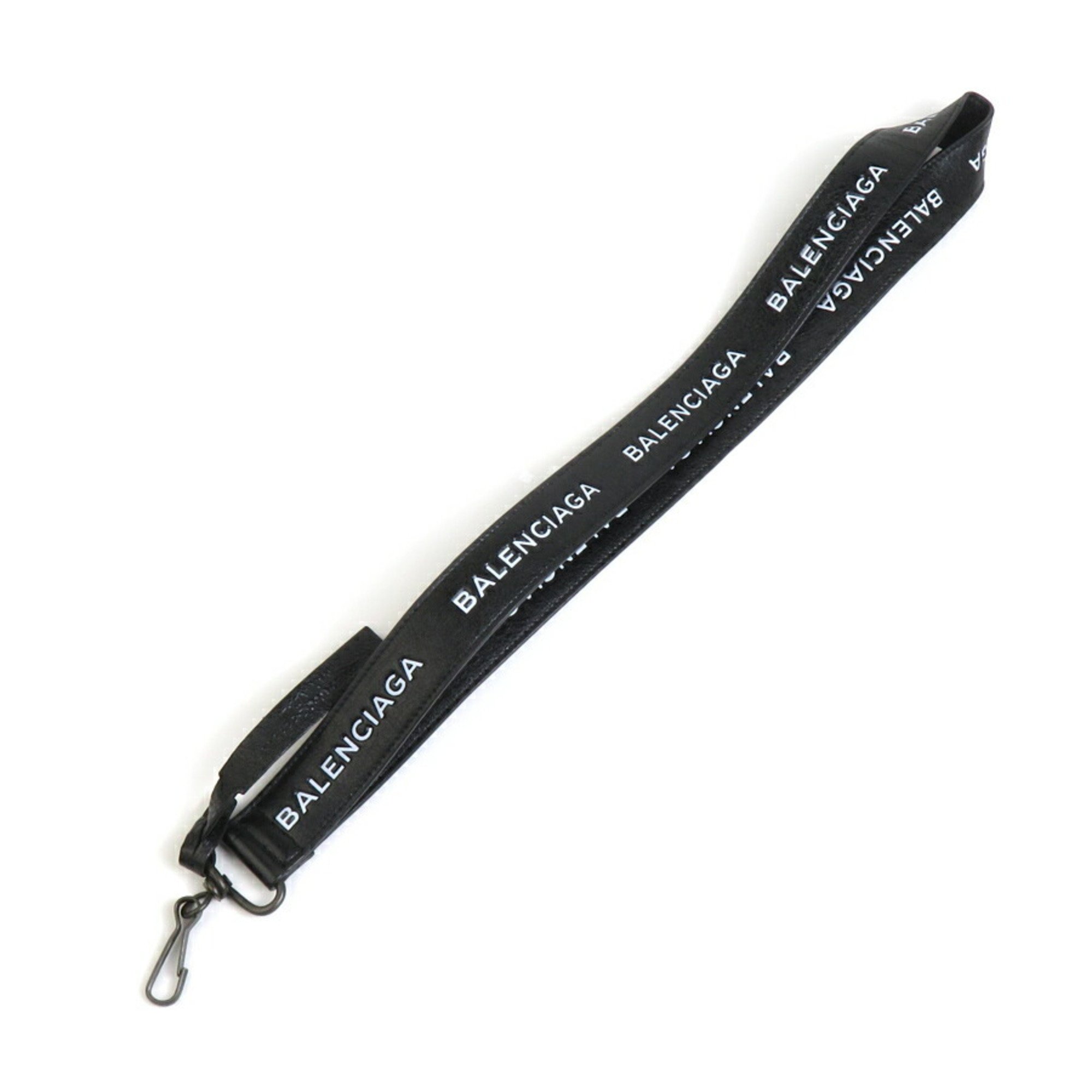 BALENCIAGA neck strap leather black white men women e59562g