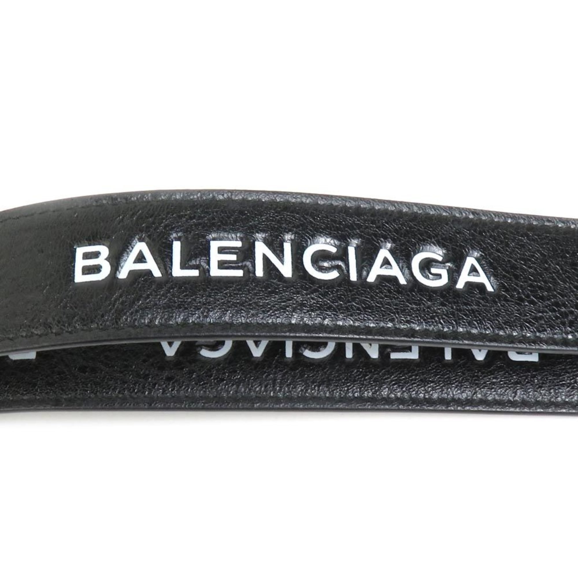 BALENCIAGA neck strap leather black white men women e59562g