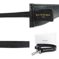 BALENCIAGA neck strap leather black white men women e59562g