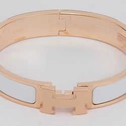 Hermes Enamel Bracelet Click H GM Bangle White Pink Gold H700001FO31GM Women's HERMES