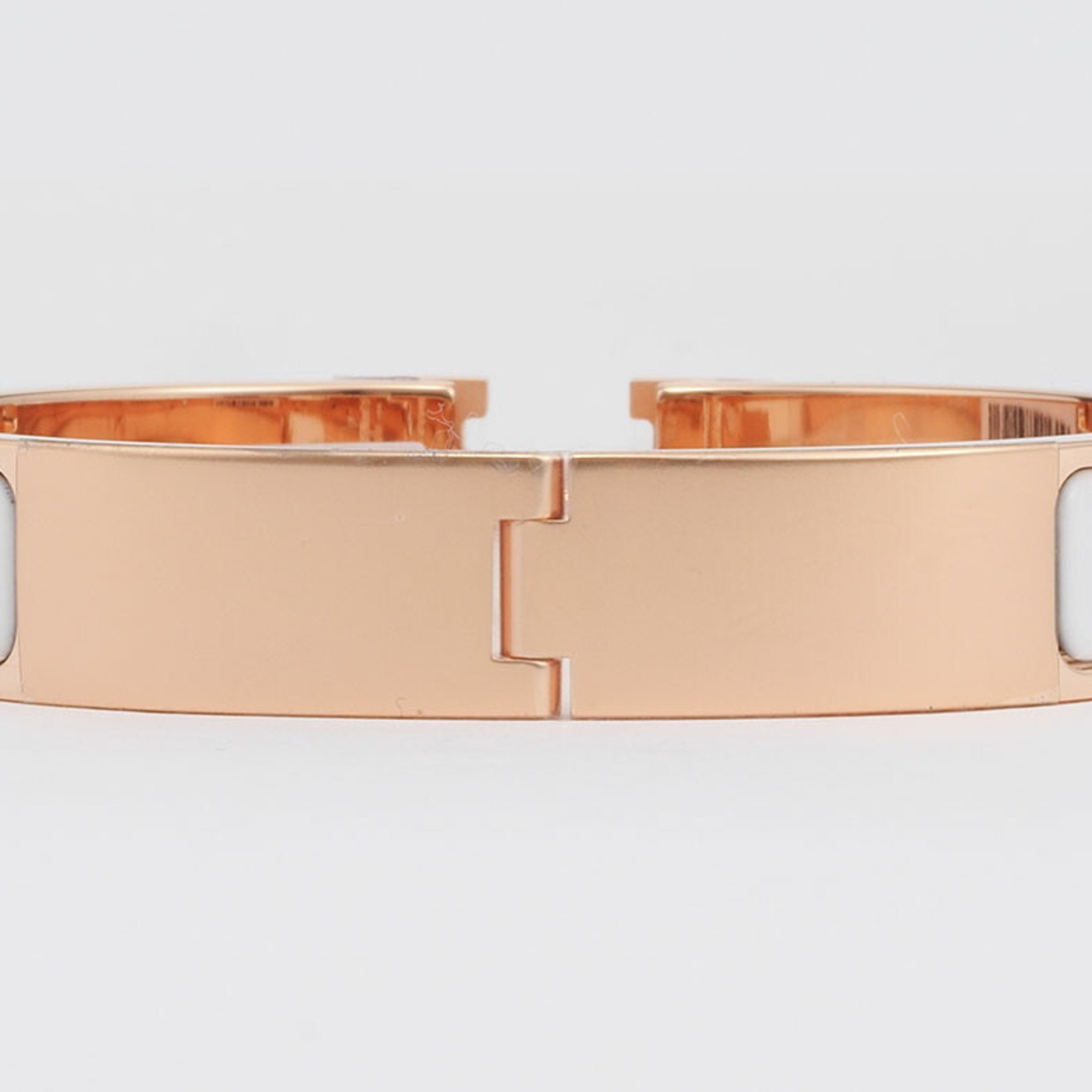 Hermes Enamel Bracelet Click H GM Bangle White Pink Gold H700001FO31GM Women's HERMES