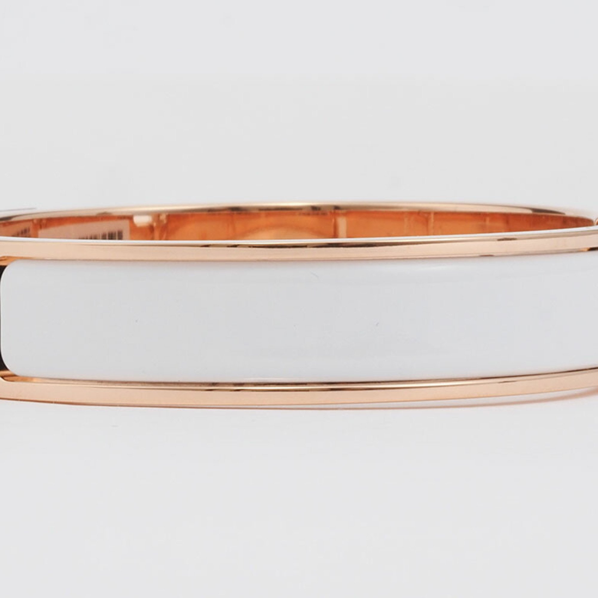 Hermes Enamel Bracelet Click H GM Bangle White Pink Gold H700001FO31GM Women's HERMES