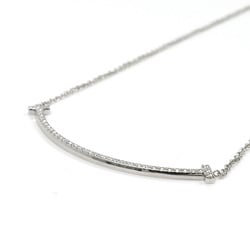 TIFFANY&Co. Tiffany K18WG White Gold T Smile Small Necklace 63058793 Diamond 2.5g 40.5cm Women's