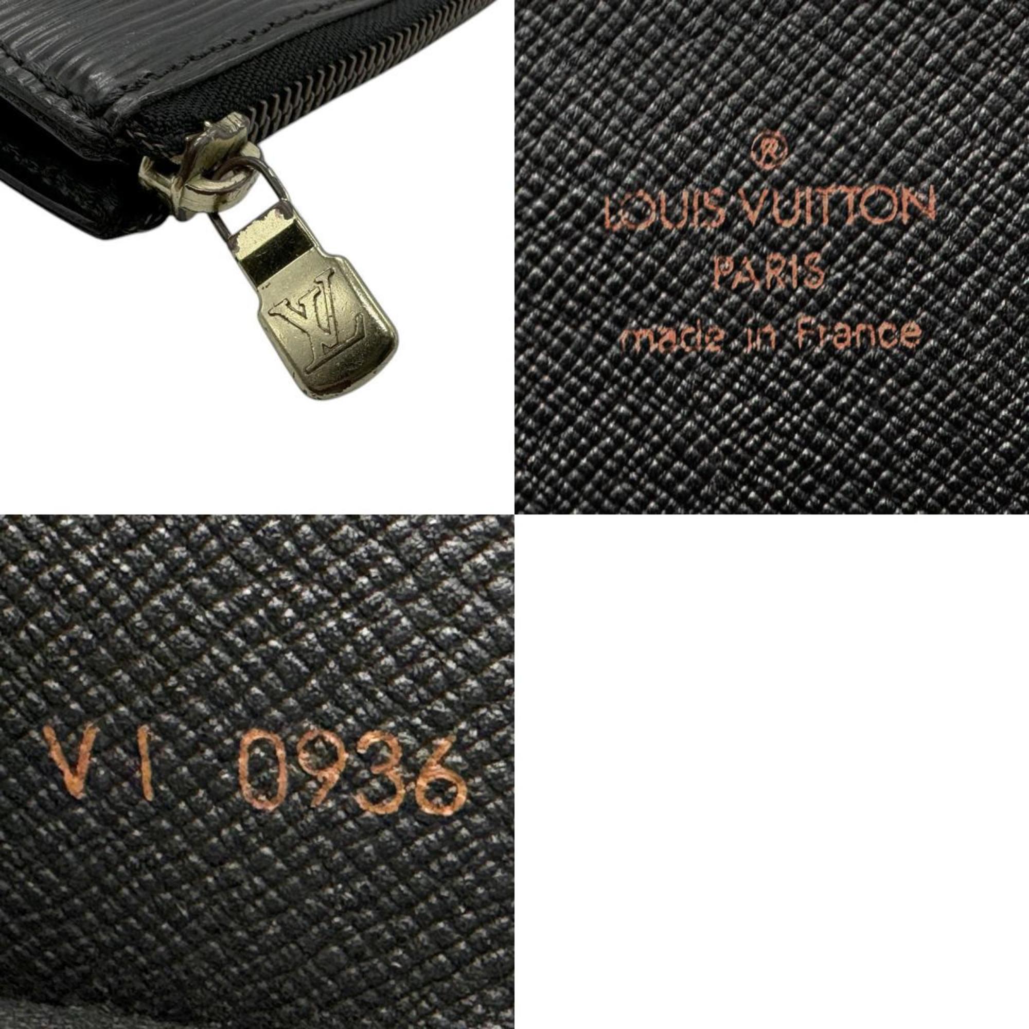 Louis Vuitton LOUIS VUITTON Clutch Bag Case Epi Leather Black Gold Men's n0742