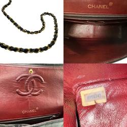 CHANEL Shoulder Bag Matelasse Lambskin Black Gold Women's z2796