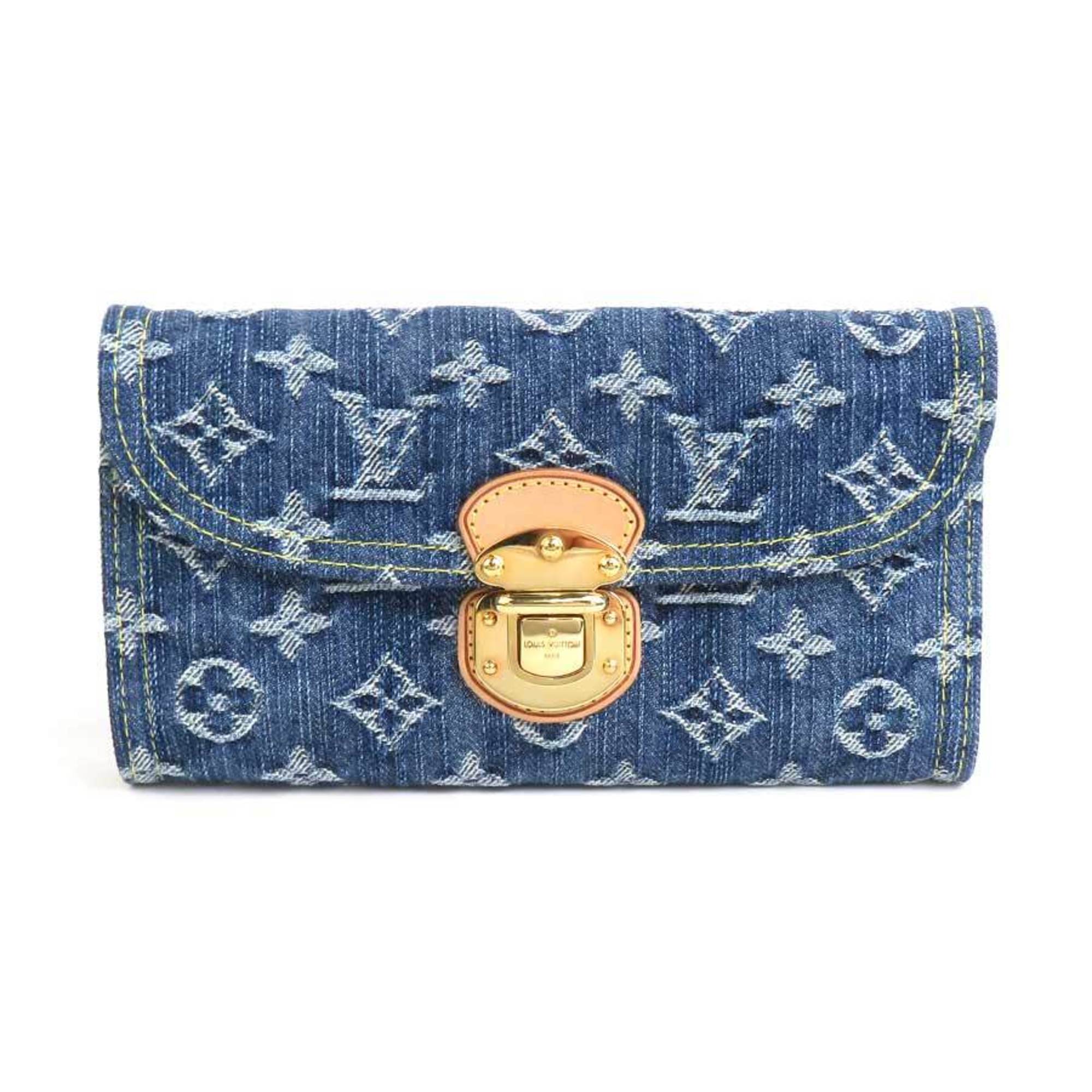 Louis Vuitton LOUIS VUITTON Long Wallet Monogram Denim Portefeuille Amelia Blue Men's Women's M95511 a0523