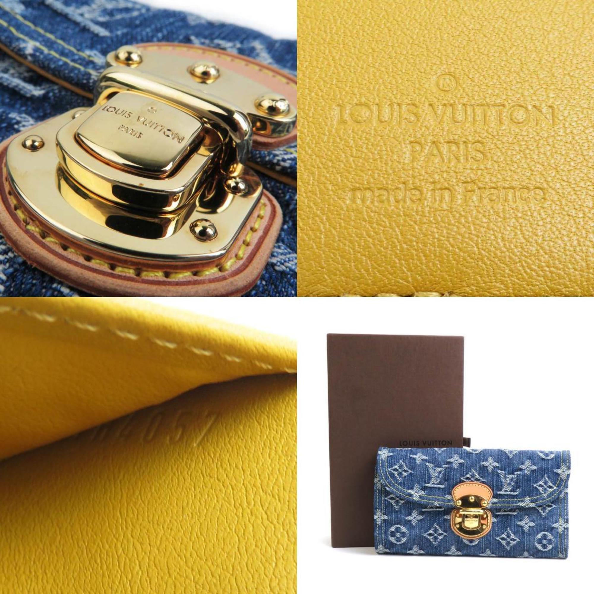 Louis Vuitton LOUIS VUITTON Long Wallet Monogram Denim Portefeuille Amelia Blue Men's Women's M95511 a0523