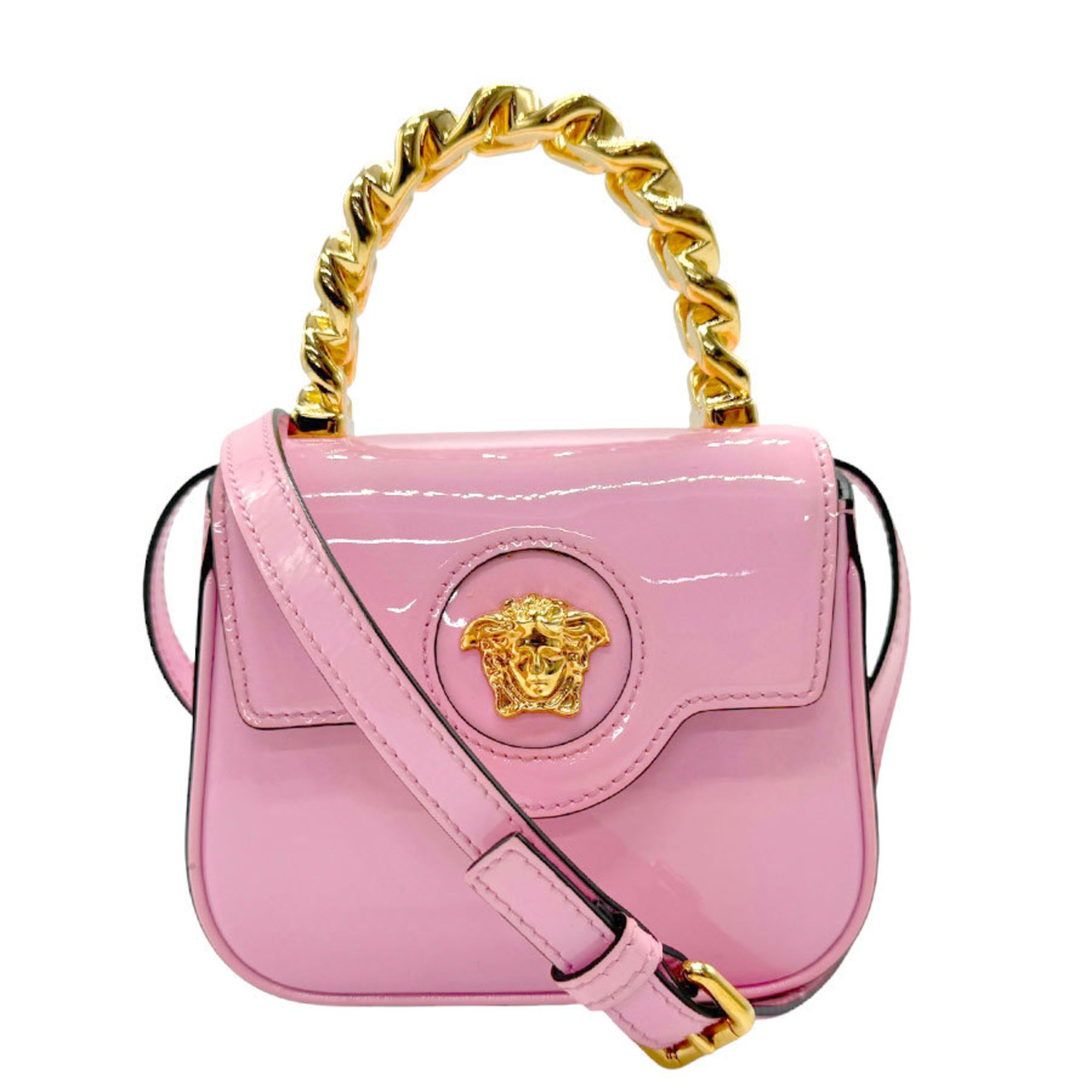 Versace VERSACE handbag shoulder bag Medusa enamel pink ladies z2847