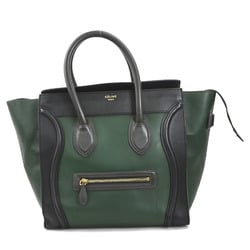 CELINE Handbag Luggage Shopper Leather Dark Green Black Grey Gold Women's e59552a