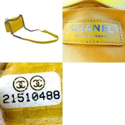 CHANEL Shoulder Bag Boy Chanel Velvet Metal Yellow Women's z2814