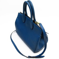 Salvatore Ferragamo handbag shoulder bag Gancini leather blue gold ladies w0814a