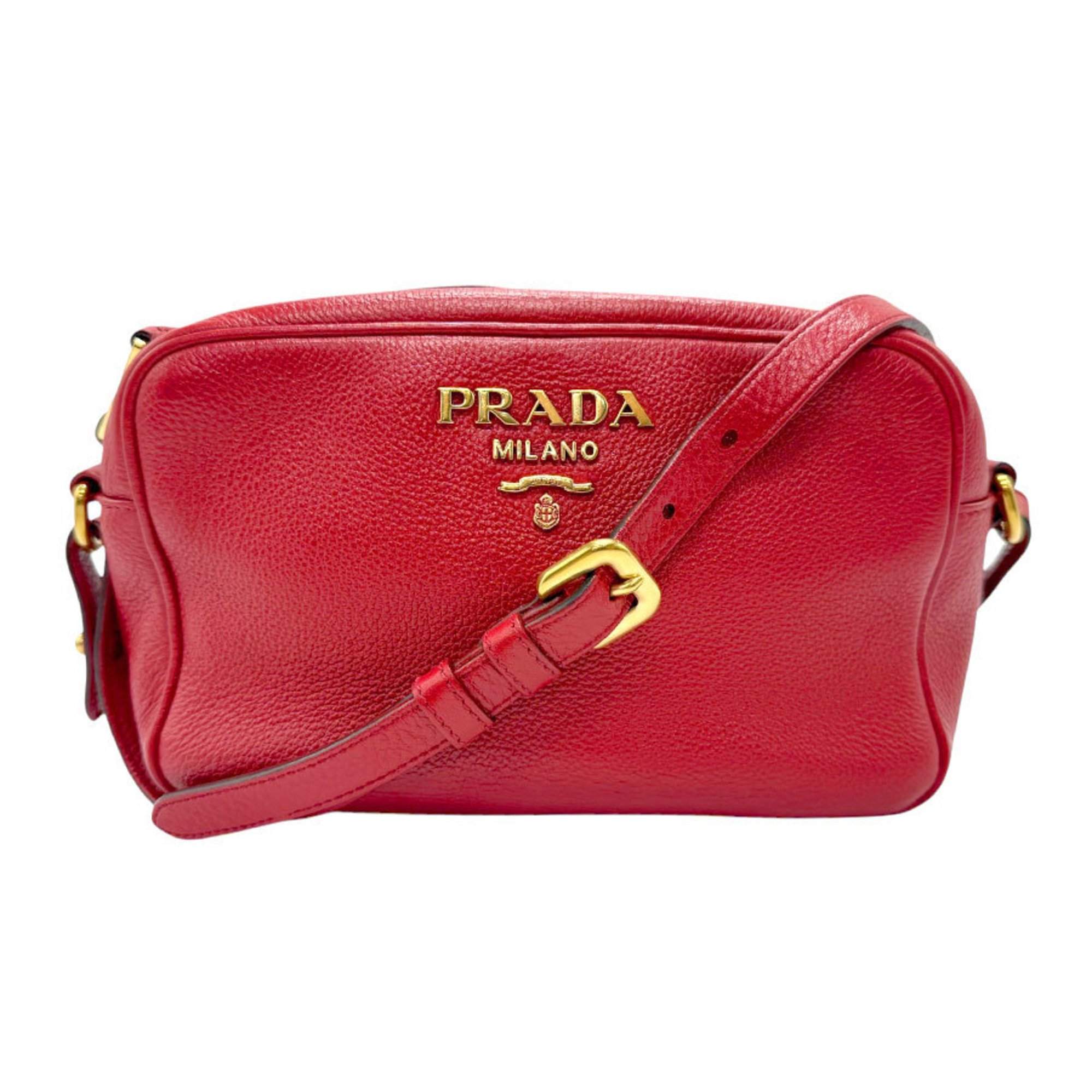 PRADA Shoulder Bag Leather Red Women's z2864