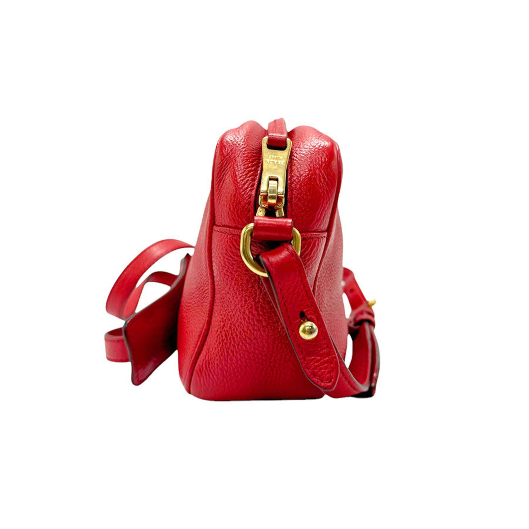 PRADA Shoulder Bag Leather Red Women's z2864