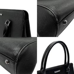 Burberry handbag leather black silver ladies n0731