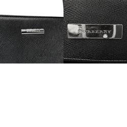 Burberry handbag leather black silver ladies n0731