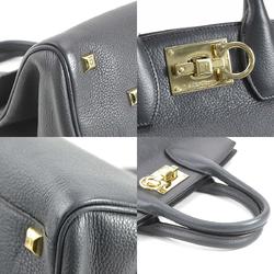 Salvatore Ferragamo handbag shoulder bag Gancini leather grey ladies a0522