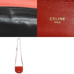 CELINE Shoulder Bag Leather Red Gold Women's e59554a