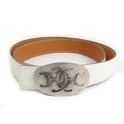 Hermes HERMES Belt Leather Metal Off-White Silver Men's e59580i