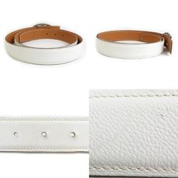 Hermes HERMES Belt Leather Metal Off-White Silver Men's e59580i