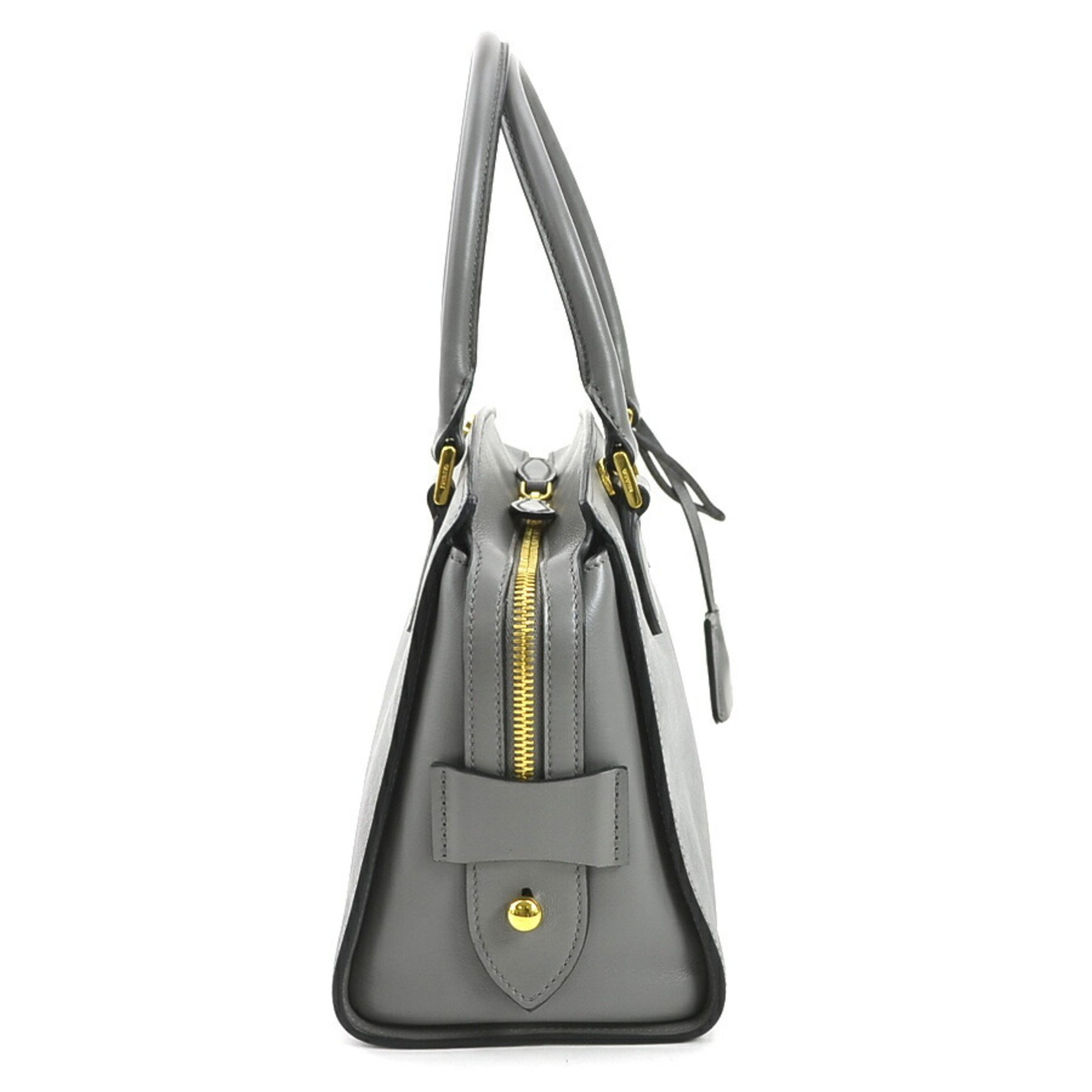 PRADA handbag shoulder bag leather grey gold ladies e59577a