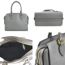 PRADA handbag shoulder bag leather grey gold ladies e59577a