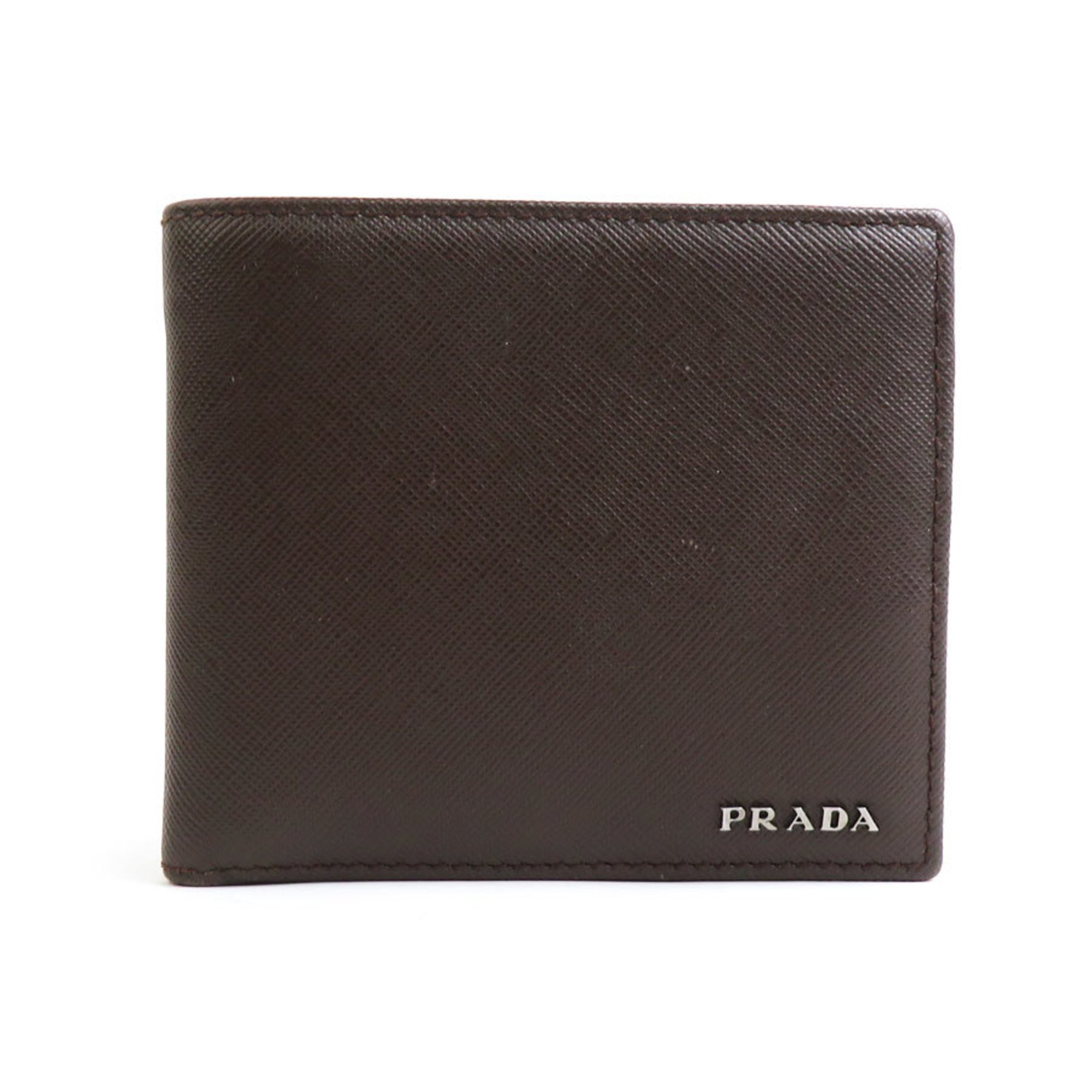 PRADA Bi-fold wallet leather brown men's a0525